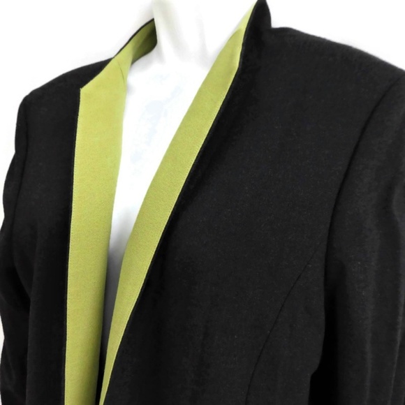 NEW Tahari Coat Blazer Long Plus NOS 14 Vintage Charcoal Lime Plus 14 - Picture 3 of 7